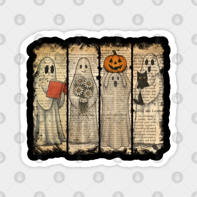 Vintage Oldpaper Halloween Ghost Magnet by UrbanLifeApparel