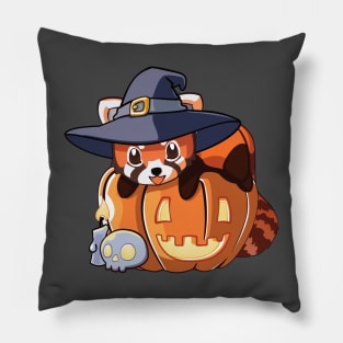 Red Panda on a Pumpkin Pillow