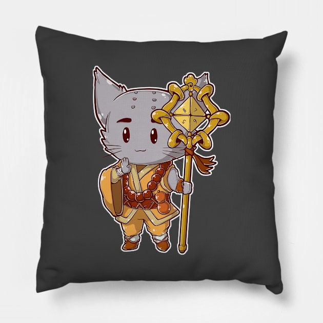 Monk Cat 2.0 Pillow by MimicGaming