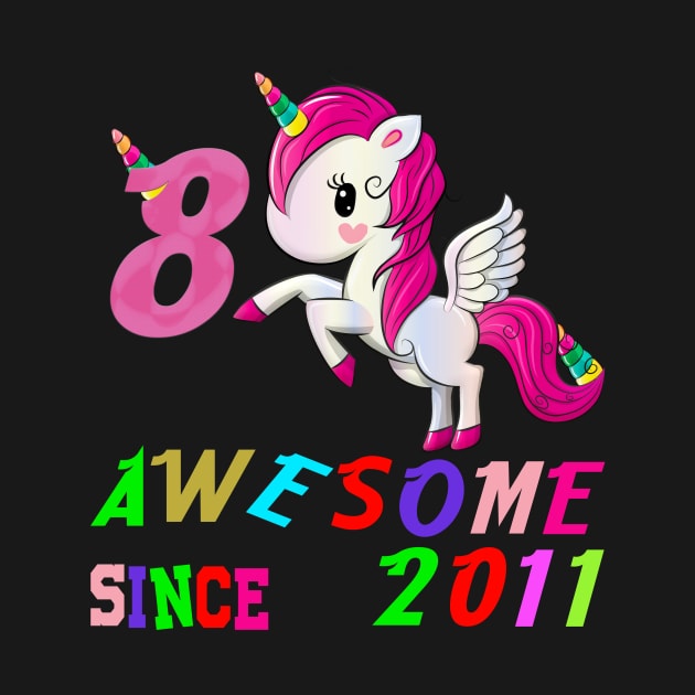 8 Years Old 8th Birthday Unicorn Dabbing Shirt Girl Party T-Shirt by key_ro