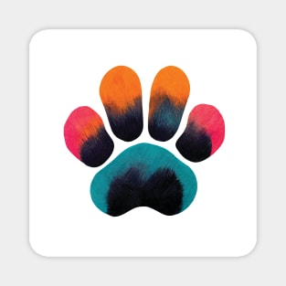 Colourful Paw Print Pet Pattern Magnet