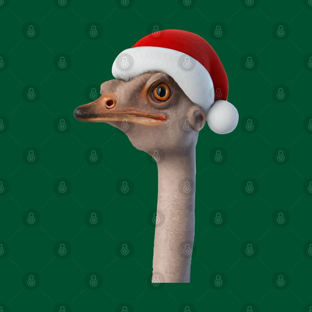 Fun Ostrich Weating Santa Hat Animal Humor by taiche