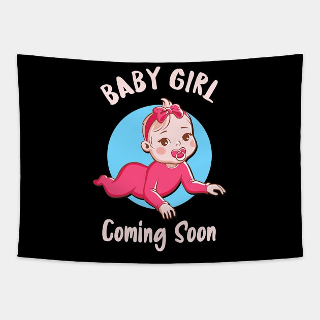 Baby Girl Is Coming Pregnancy Announcement Parents Tapestry by Foxxy Merch