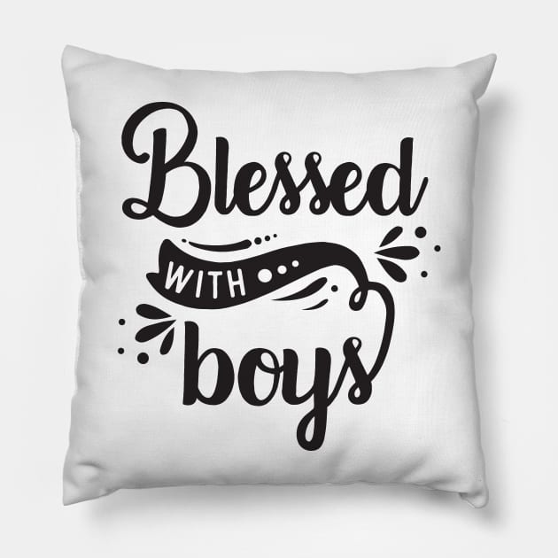 Blessed with boys Pillow by Ombre Dreams