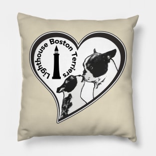 Lighthouse Boston Terriers, Tan Designs Pillow