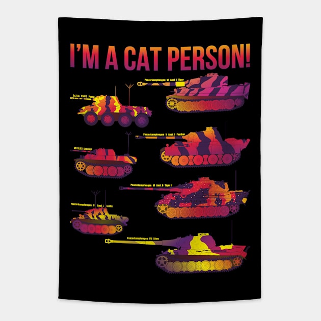 im a cat person! in the style of synth wave Tapestry by FAawRay