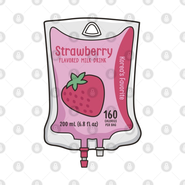 Aesthetic Korean Strawberry Milk IV Bag for medical and nursing students, nurses, doctors, and health workers who love milk by spacedowl