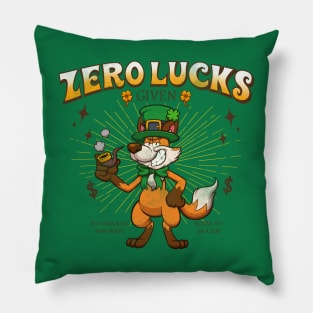 Zero Lucks Given Cartoon St Patrick’s Day Fox Pillow