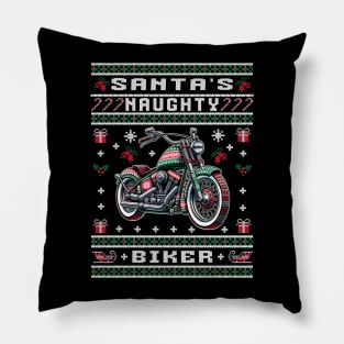 Naughty Biker - Ugly Christmas Sweater Pillow