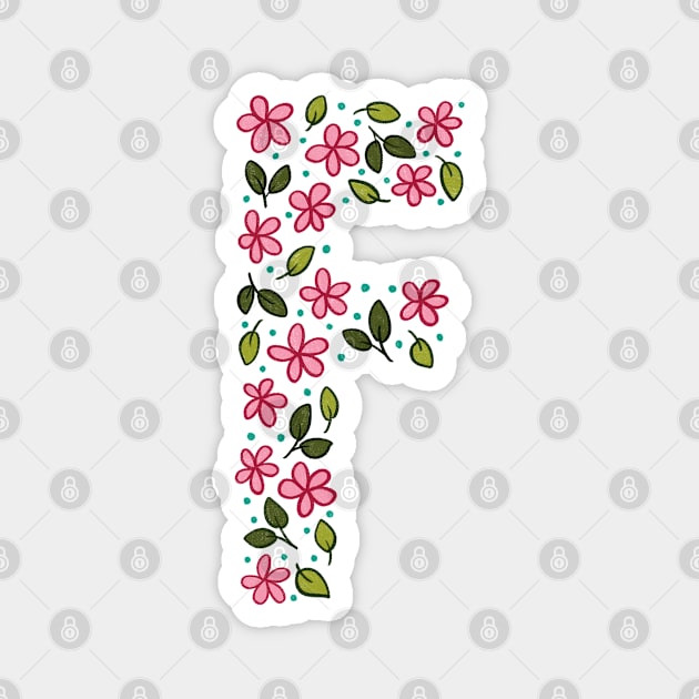 Floral Monogram Letter F Magnet by SRSigs