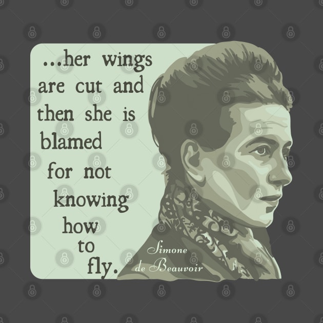 Simone de Beauvoir Portrait and Quote by Slightly Unhinged