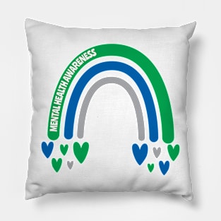 Mental Health Awareness Rainbow with hearts Pillow