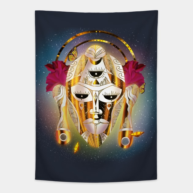 Centuraka African God African Mask Tapestry by kenallouis