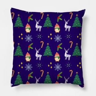 Cute Christmas pattern dark blue Pillow