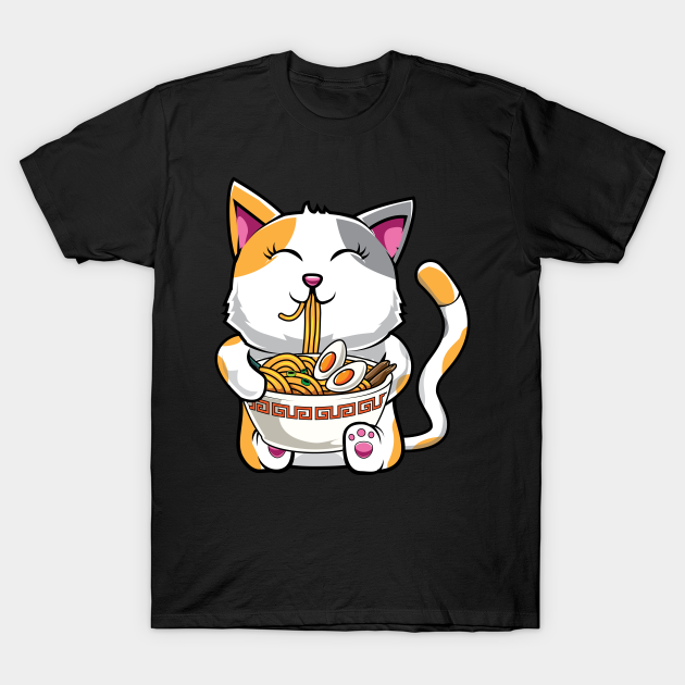 Ramen Cat Kawaii Anime Japanese - Ramen Cat - T-Shirt | TeePublic