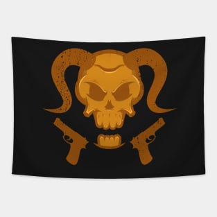 Skull with gun Tapestry