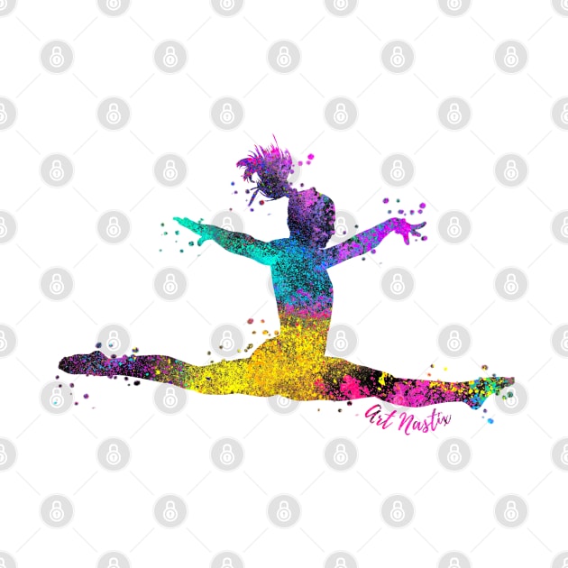 Gymnast Dancer Leap Silhouette Art by Art Nastix Designs