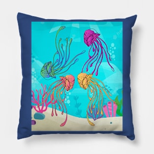 Colorful Luminous Jellyfish Sea Animals Pillow