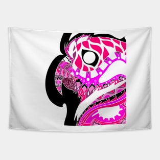 pink parrot ecopop guacamaya bird in mexican pattern art Tapestry