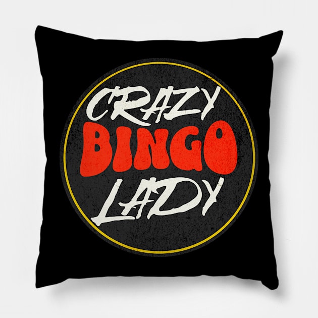 crazy bingo lady Pillow by printhavan