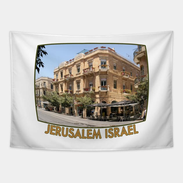 Israel, Jerusalem. Jaffa Road Café Tapestry by UltraQuirky