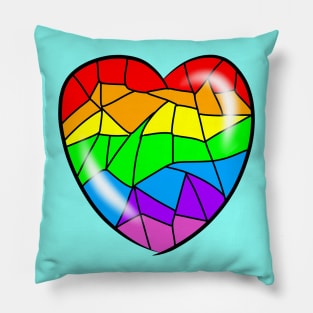 Cracked rainbow heart Pillow