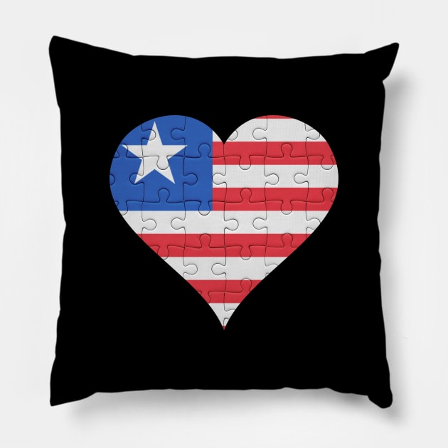 Liberian Jigsaw Puzzle Heart Design - Gift for Liberian With Liberia Roots Pillow by Country Flags