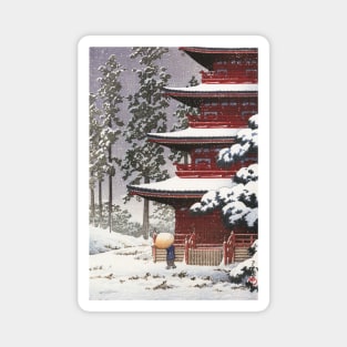 Saishoin Temple in Snow at Hirosaki by Kawase Hasui Magnet