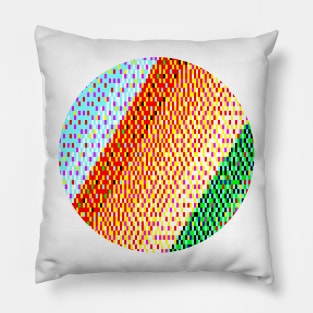 Retro Pixel Art Aqua,Orange and Green 8-bit Stripes Pillow