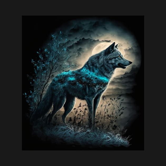 Wolf with teal spark by KoolArtDistrict