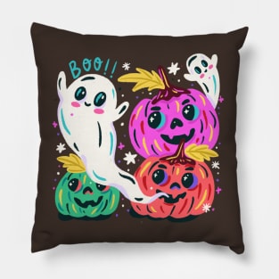 Pumpkin Ghost Halloween Hand drawn Pillow