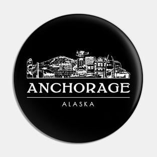 Vintage Anchorage City Skyline Retro Alaska Vacation Souvenir Pin