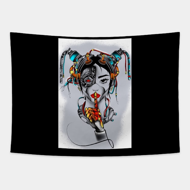 Robot girl Tapestry by BSKR