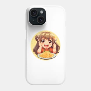 Cute Girl Eating Spaghetti Phone Case