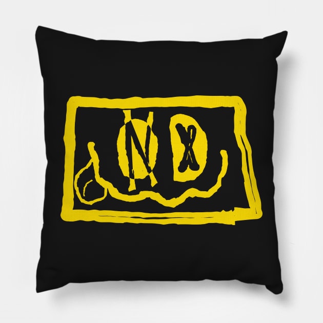 ND Eyes North Dakota Grunge Smiling Face Black background Pillow by pelagio