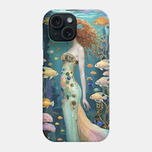 Gustav Klimt's Ethereal Mermaid: Inspired Aquatic Art Phone Case