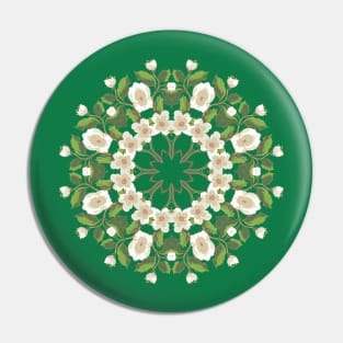 White Blossom Ornament Mandala Pin