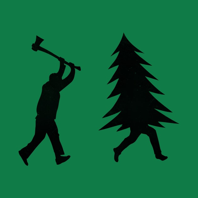 Funny Christmas tree is chased by Lumberjack / Run Forrest, Run! by badbugs