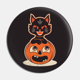 Vintage Halloween Cat and Pumpkin (for Dark Shirts) Pin