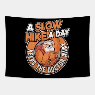 A Slow Hike A Day Funny Vintage Sloth Hiker Gift Tapestry