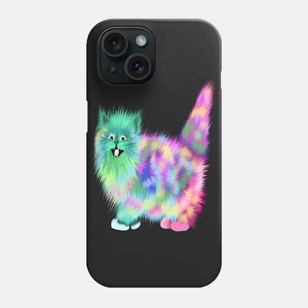 Funny Colorful Rainbow Acid Galaxy cat Phone Case by starchildsdesigns