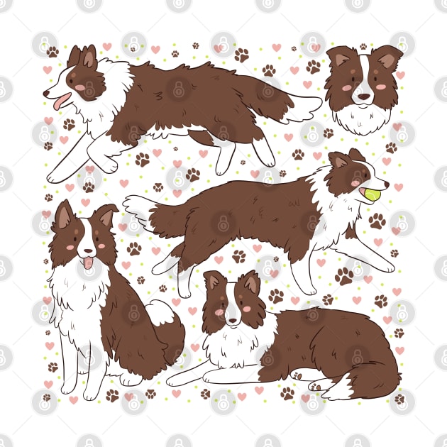 Cute brown border collie dog pattern by Yarafantasyart