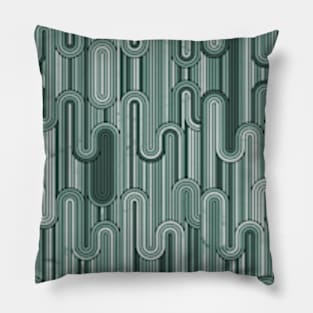 Retro Wavy Stripes - Sage Green Pattern Pillow