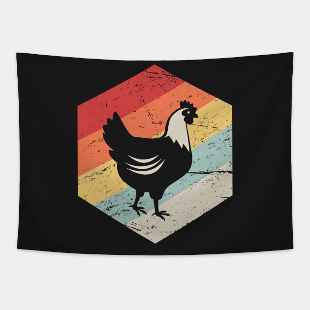 Retro Vintage Chicken Farmer Icon Tapestry by MeatMan