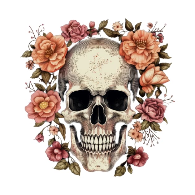 Skull with flowers by Merchgard