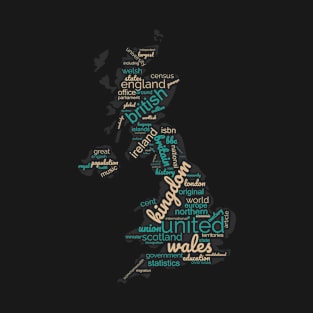 Maps of United Kindom in words T-Shirt