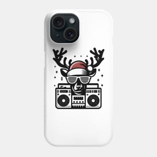 Retro Christmas Reindeer Santa Hat Phone Case