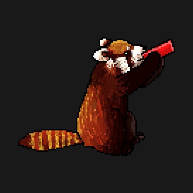 Red panda drinking from a red can by TheAlbinoSnowman