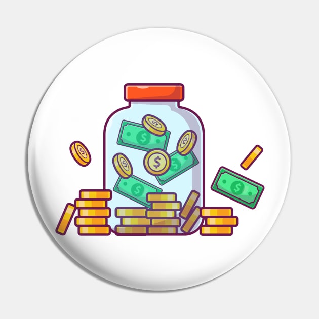 Glass jar with coin and paper money cartoon Pin by Catalyst Labs