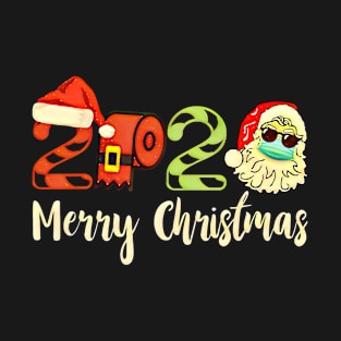 Merry Christmas 2020 Quarantine Christmas Santa Face in Mask T-Shirt